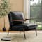 Glitzhome® 28" Modern Black Faux Leather Accent Armchair